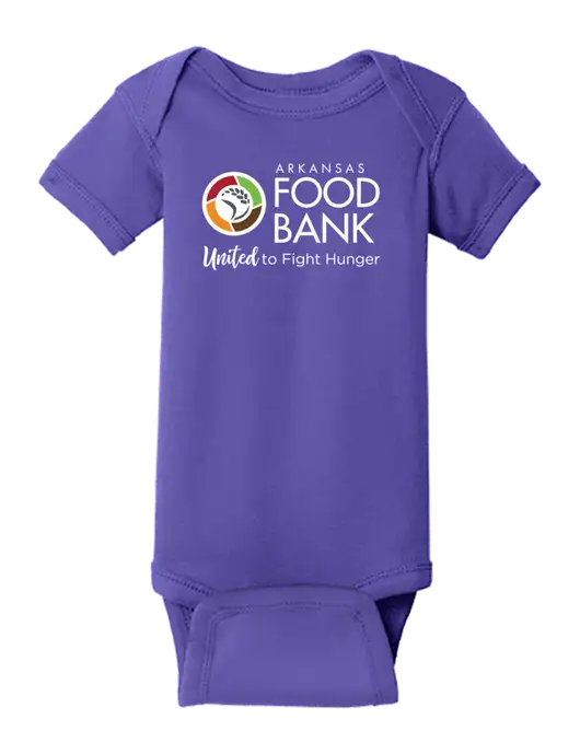 Rabbit Skins Purple Infant Short Sleeve Baby Rib Bodysuit w/Arkansas Foodbank Logo