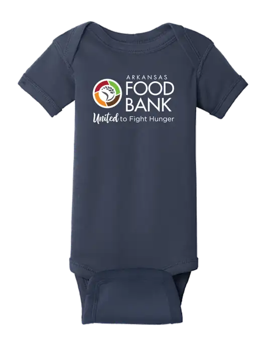 Rabbit Skins Navy Infant Short Sleeve Baby Rib Bodysuit w/Arkansas Foodbank Logo