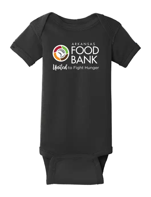 Rabbit Skins Black Infant Short Sleeve Baby Rib Bodysuit w/Arkansas Foodbank Logo