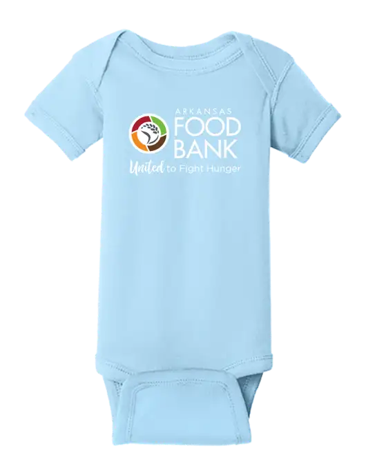 Rabbit Skins Light Blue Infant Short Sleeve Baby Rib Bodysuit w/Arkansas Foodbank Logo