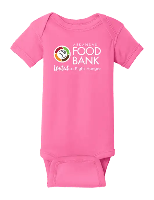 Rabbit Skins Hot Pink Infant Short Sleeve Baby Rib Bodysuit w/Arkansas Foodbank Logo
