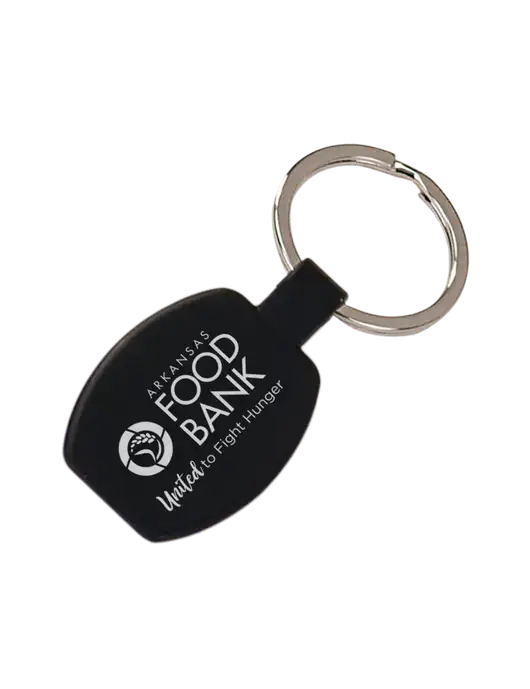 Black Laserable Rounded Rectangle Keychain w/Arkansas Foodbank Logo