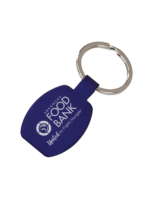 Royal Laserable Rounded Rectangle Keychain w/Arkansas Foodbank Logo