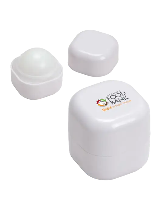 White Chap Cube Vanilla Lip Balm w/Arkansas Foodbank Logo