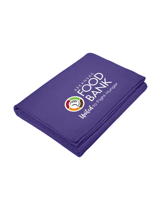 Core Purple Fleece Sweatshirt Blanket w/Arkansas Foodbank Logo