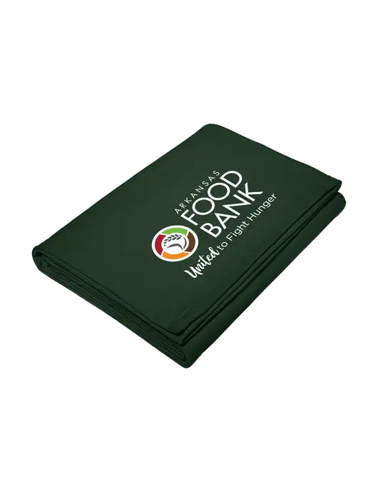 Core Dark Green Fleece Sweatshirt Blanket w/Arkansas Foodbank Logo