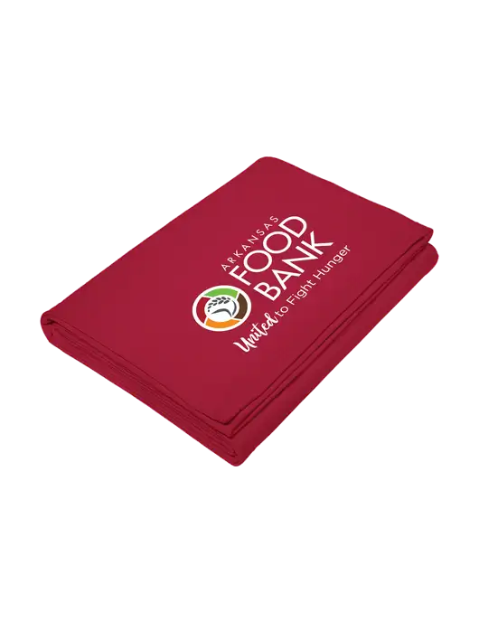 Core Red Fleece Sweatshirt Blanket w/Arkansas Foodbank Logo