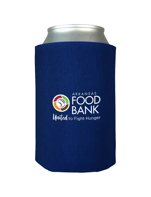 Dark Royal Blue Foam Coolie w/Arkansas Foodbank Logo