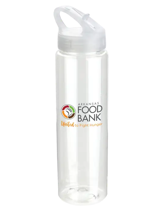Buddy Clear 32 oz PET Bottle with Flip Lid w/Arkansas Foodbank Logo