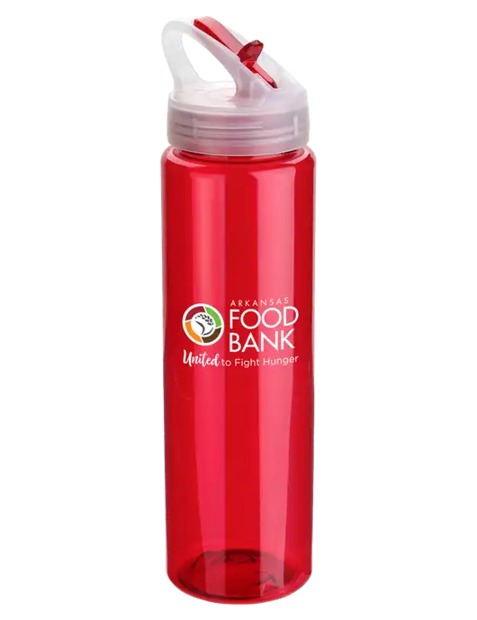 Buddy Red 32 oz PET Bottle with Flip Lid w/Arkansas Foodbank Logo