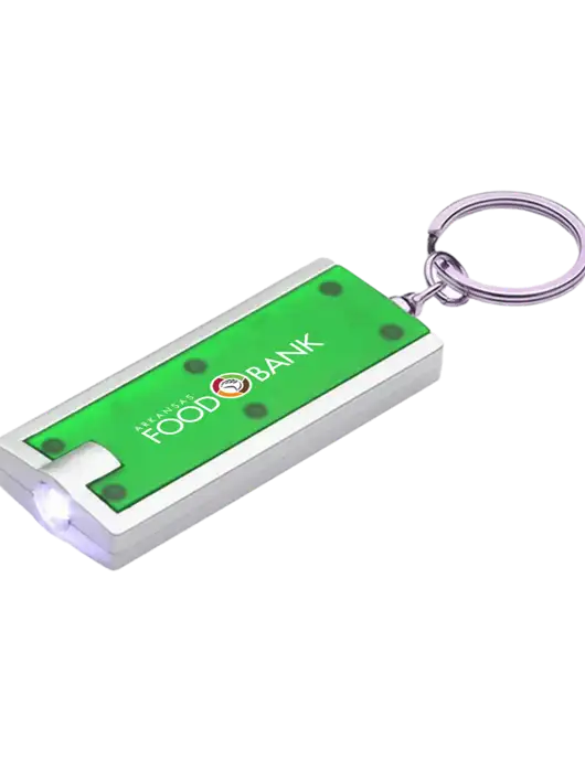 Simple Touch Kelly Green LED Keychain w/Arkansas Foodbank Logo