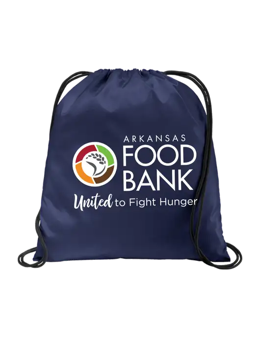 Drawstring  True Navy Cinch Pack w/Arkansas Foodbank Logo