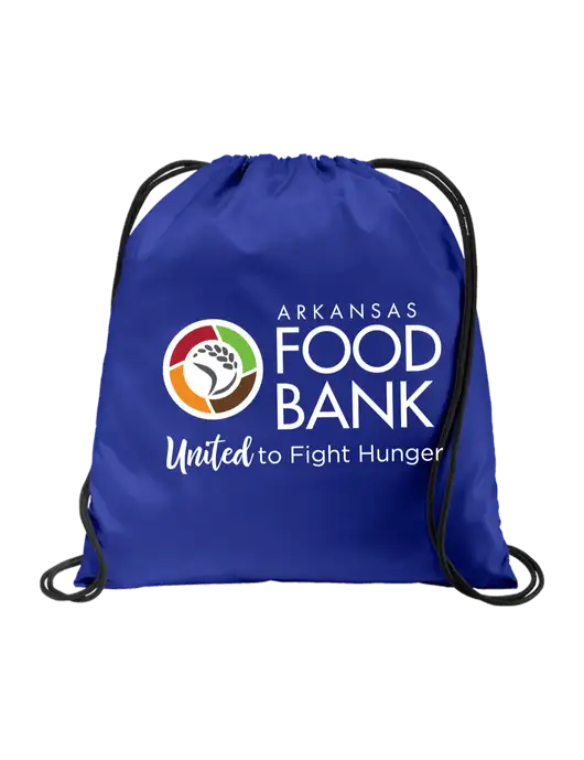 Drawstring  Royal Cinch Pack w/Arkansas Foodbank Logo