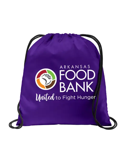 Drawstring Purple Cinch Pack w/Arkansas Foodbank Logo