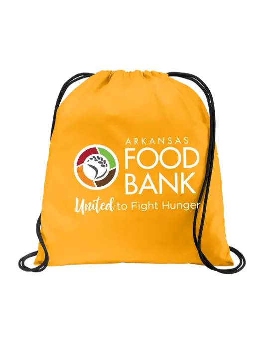 Drawstring Gold Cinch Pack w/Arkansas Foodbank Logo